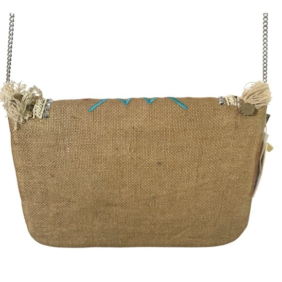 NWT Antik Kraft Boho Embroidered Fringe Crossbody Bag Coin Accents Chain Santa F - Picture 2 of 16